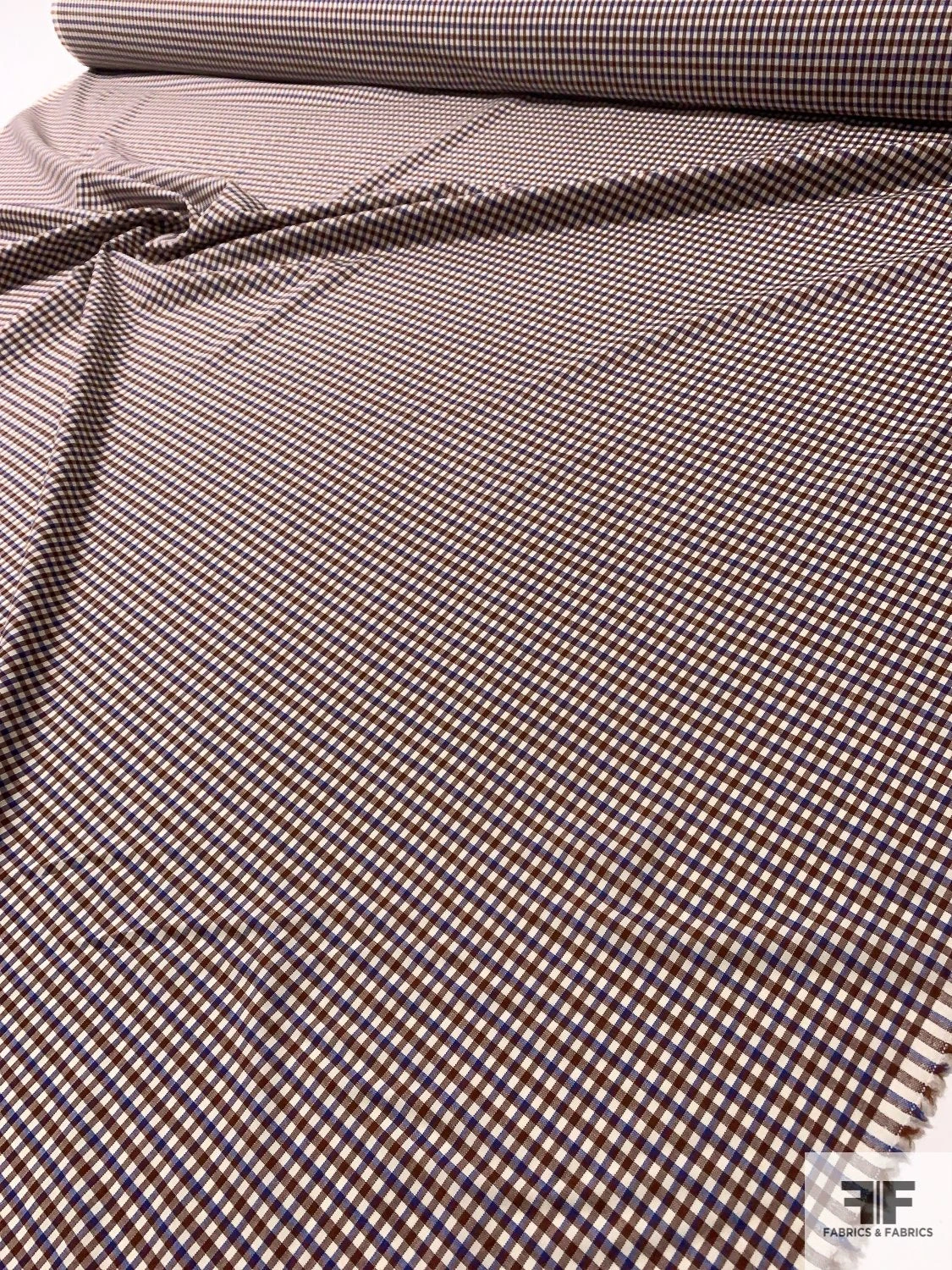 Italian Gingham Check Lightweight Stretch Wool Suiting - Burgundy / Blue / Ivory 10 Italian Gingham Check Lightweight Stretch Wool Suiting - Burgundy / Blue / Ivory - Image 8