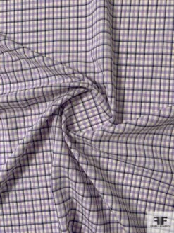 Italian Gingham Check Lightweight Stretch Wool Suiting - Lavender / Navy / Ivory 12 Italian Gingham Check Lightweight Stretch Wool Suiting - Lavender / Navy / Ivory -Fabrics And Fabrics Store 11839 2
