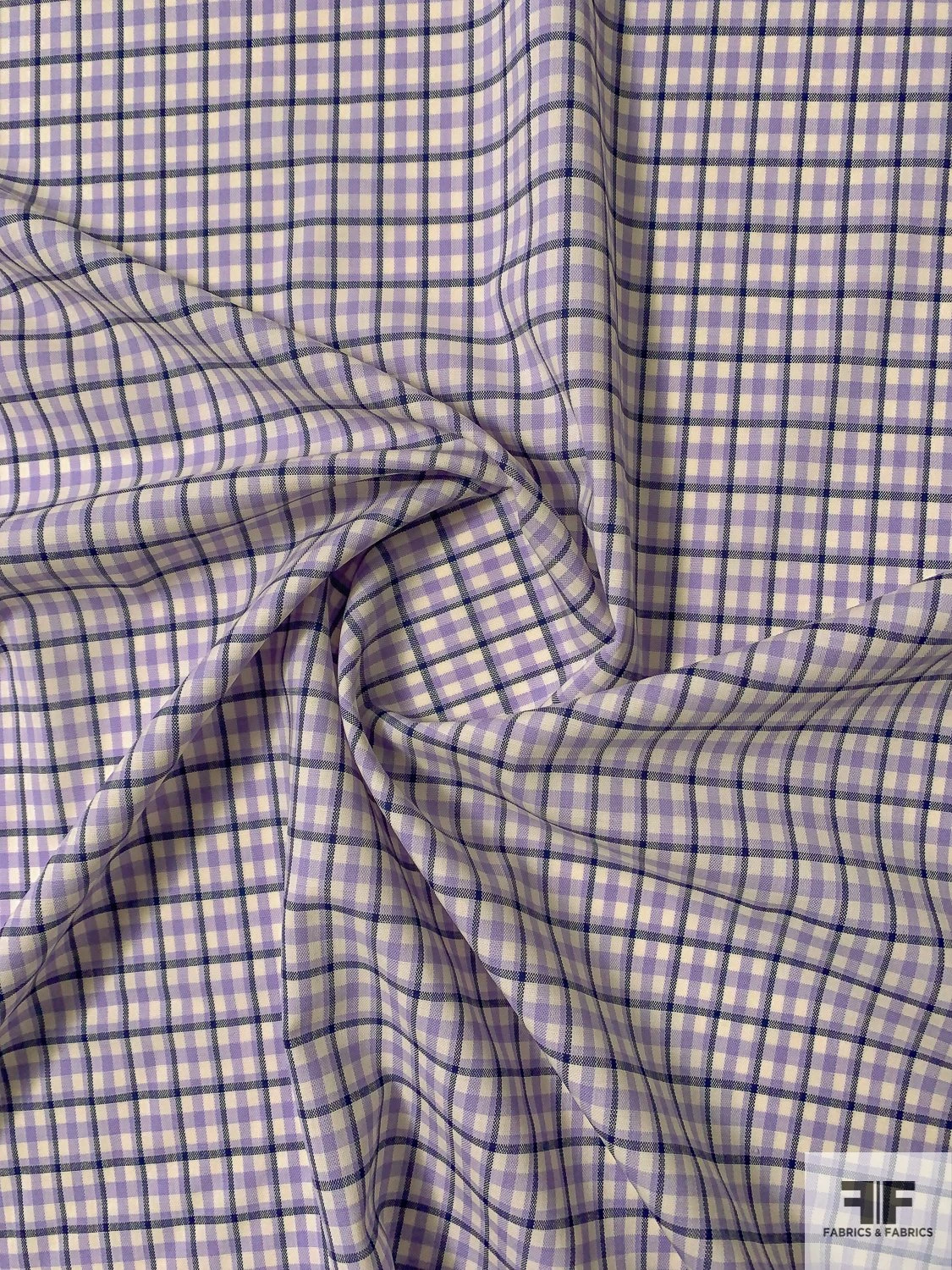 Italian Gingham Check Lightweight Stretch Wool Suiting - Lavender / Navy / Ivory 5 Italian Gingham Check Lightweight Stretch Wool Suiting - Lavender / Navy / Ivory - Image 3