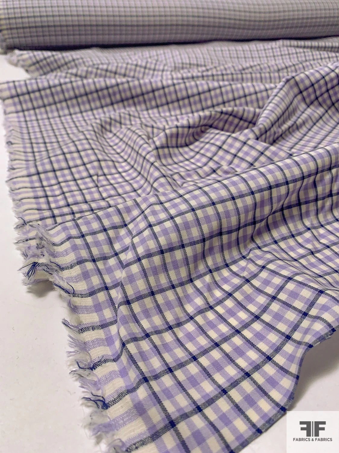 Italian Gingham Check Lightweight Stretch Wool Suiting - Lavender / Navy / Ivory 9 Italian Gingham Check Lightweight Stretch Wool Suiting - Lavender / Navy / Ivory - Image 7