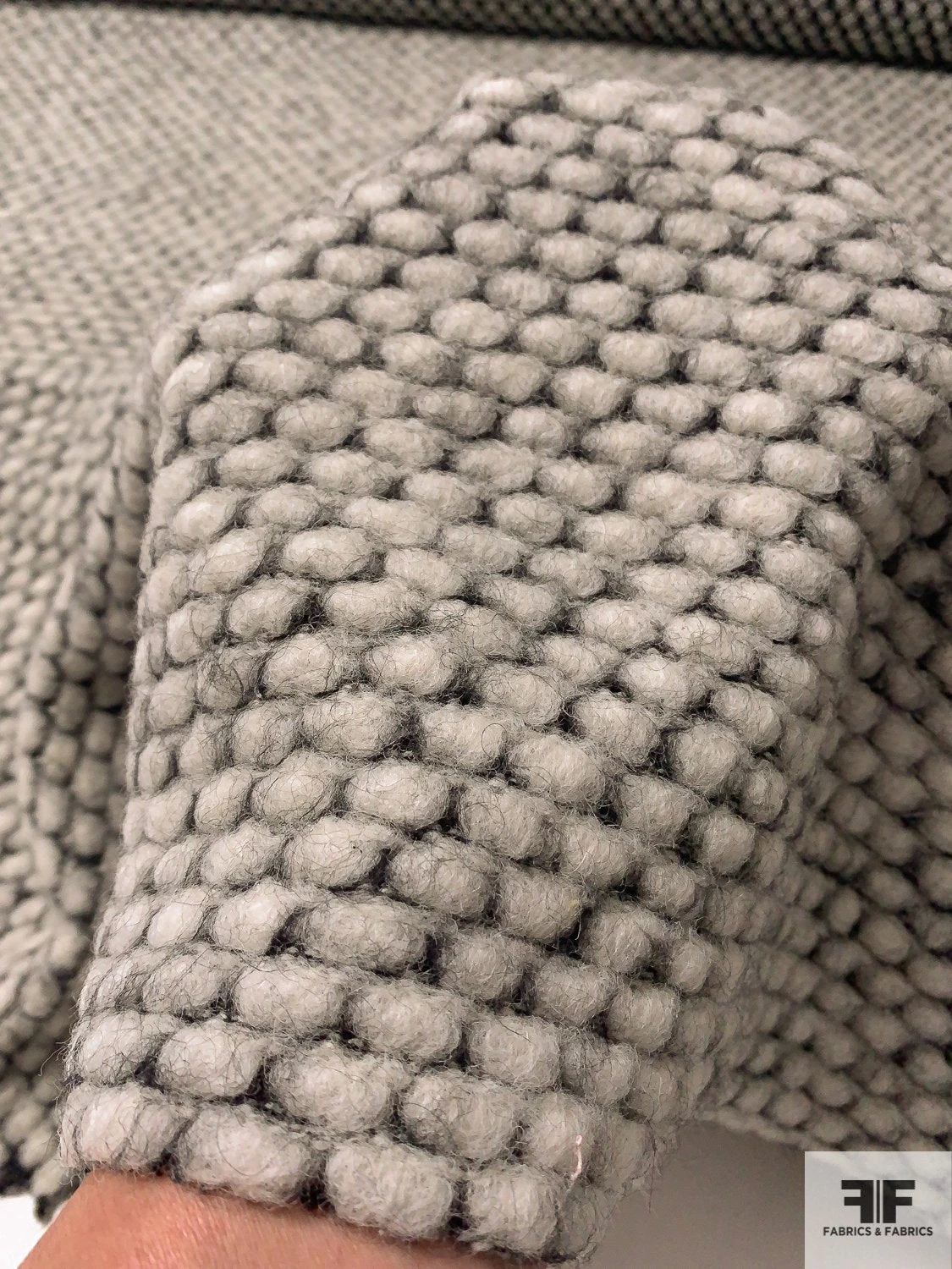 Italian Fleecey Dot Textured Wool Blend Heavy Jacket Weight - Ivory / Black 3 Italian Fleecey Dot Textured Wool Blend Heavy Jacket Weight - Ivory / Black