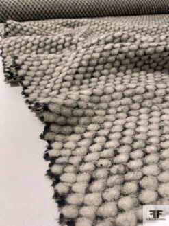 Italian Fleecey Dot Textured Wool Blend Heavy Jacket Weight - Ivory / Black 16 Italian Fleecey Dot Textured Wool Blend Heavy Jacket Weight - Ivory / Black -Fabrics And Fabrics Store 11840 7