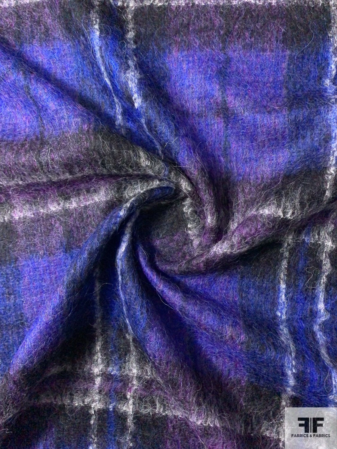 Italian Bold Plaid Wool-Mohair Lightweight Coating - Royal / Purple / Black / Off-White 5 Italian Bold Plaid Wool-Mohair Lightweight Coating - Royal / Purple / Black / Off-White - Image 3
