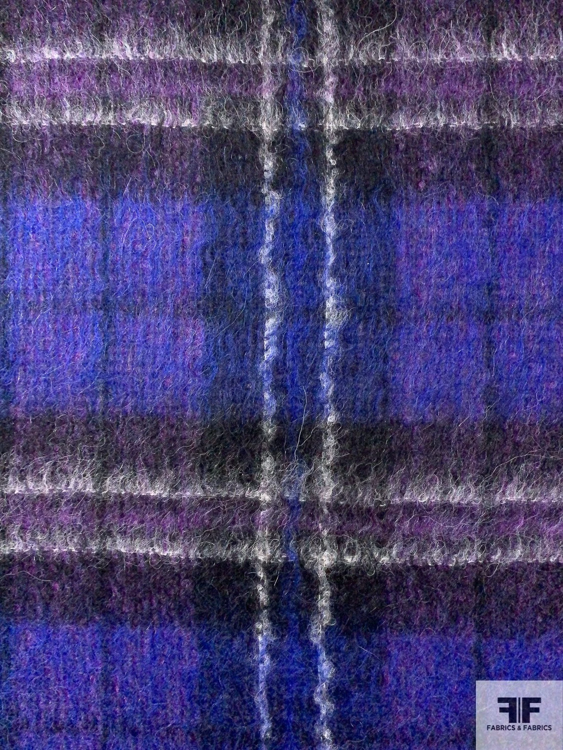 Italian Bold Plaid Wool-Mohair Lightweight Coating - Royal / Purple / Black / Off-White 7 Italian Bold Plaid Wool-Mohair Lightweight Coating - Royal / Purple / Black / Off-White - Image 5