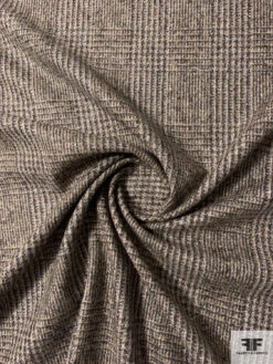 Italian Glen Plaid Wool-Mohair Suiting - Grey / Dark Sand / Earth -Fabrics And Fabrics Store 11851 2