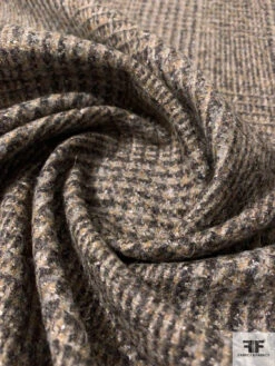 Italian Glen Plaid Wool-Mohair Suiting - Grey / Dark Sand / Earth -Fabrics And Fabrics Store 11851 3