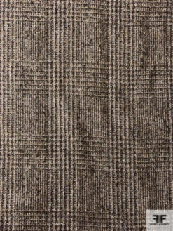 Italian Glen Plaid Wool-Mohair Suiting - Grey / Dark Sand / Earth -Fabrics And Fabrics Store 11851 4
