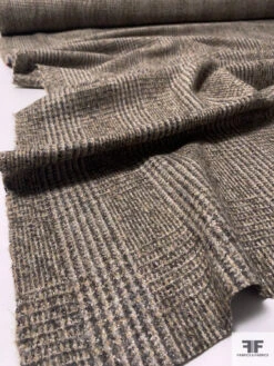 Italian Glen Plaid Wool-Mohair Suiting - Grey / Dark Sand / Earth -Fabrics And Fabrics Store 11851 7