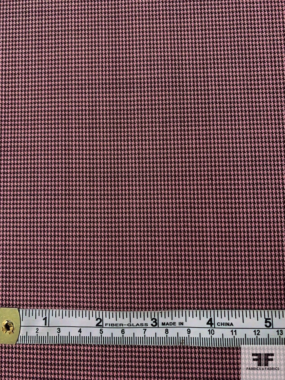 Italian Micro Houndstooth Stretch Fine Suiting - Pink / Dark Brown 7 Italian Micro Houndstooth Stretch Fine Suiting - Pink / Dark Brown - Image 5