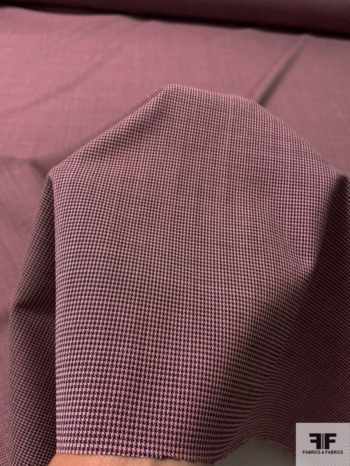 Italian Micro Houndstooth Stretch Fine Suiting - Pink / Dark Brown 4 Italian Micro Houndstooth Stretch Fine Suiting - Pink / Dark Brown - Image 2