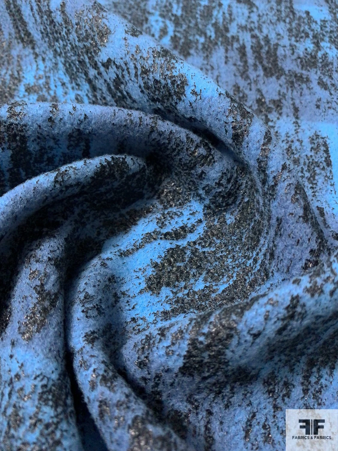 Italian Double Sided Buffalo Plaid Wool Coating With Black Foil Print - Aquarium Blue / Black 7 Italian Double Sided Buffalo Plaid Wool Coating With Black Foil Print - Aquarium Blue / Black - Image 5