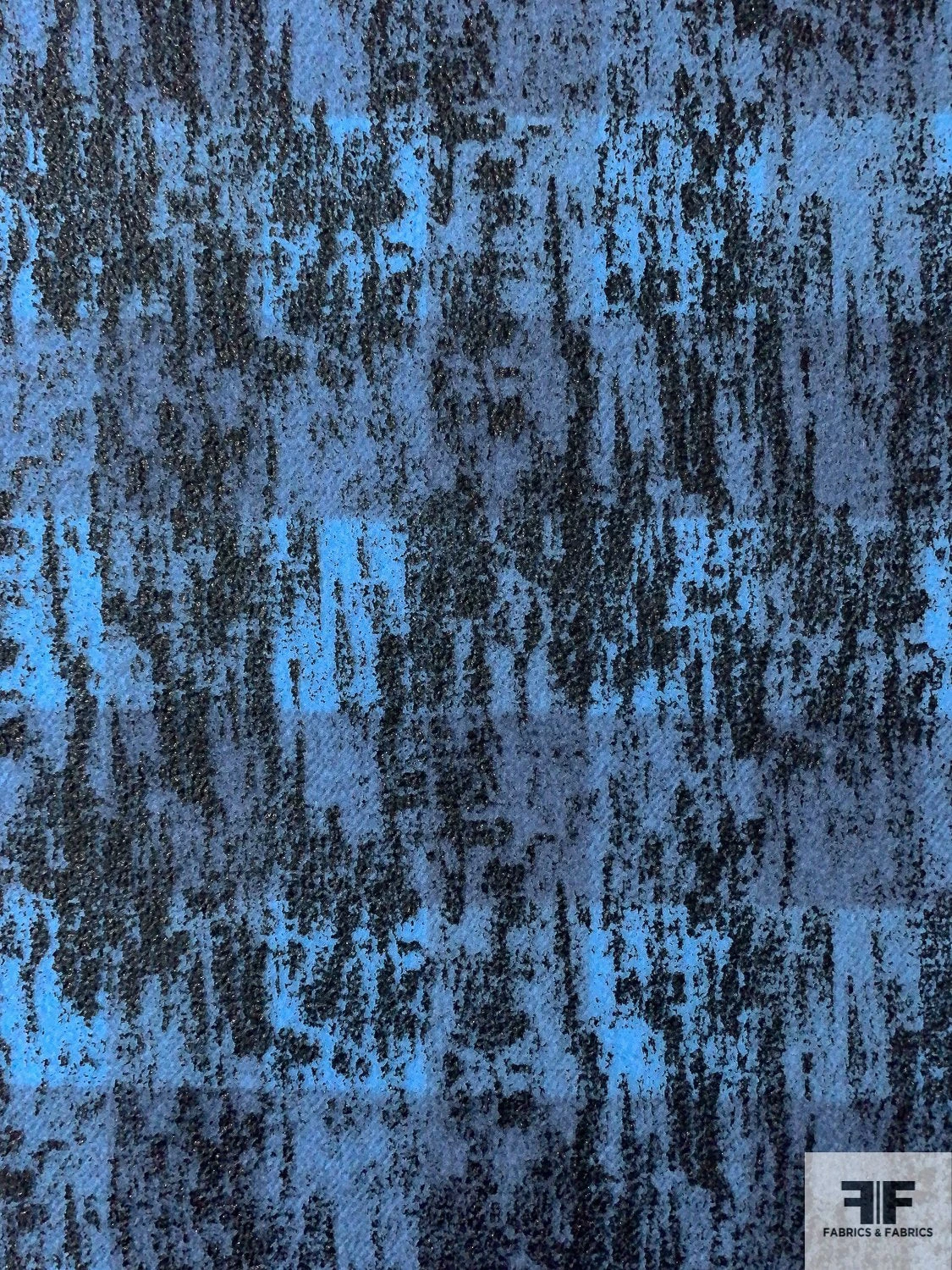 Italian Double Sided Buffalo Plaid Wool Coating With Black Foil Print - Aquarium Blue / Black 8 Italian Double Sided Buffalo Plaid Wool Coating With Black Foil Print - Aquarium Blue / Black - Image 6