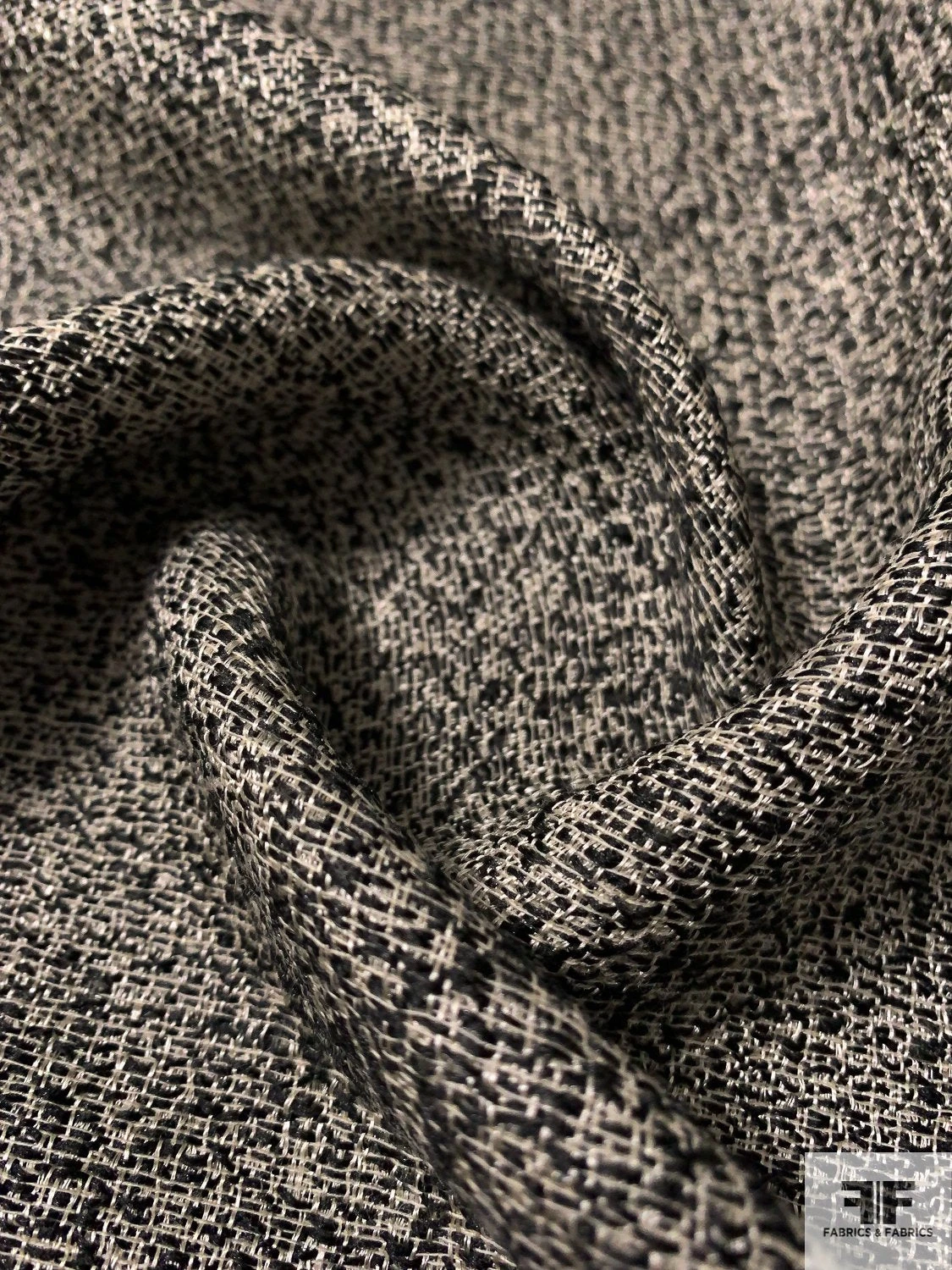 Italian Lightweight Wool Blend Tweed Suiting - Black / Oatmeal 4 Italian Lightweight Wool Blend Tweed Suiting - Black / Oatmeal - Image 2