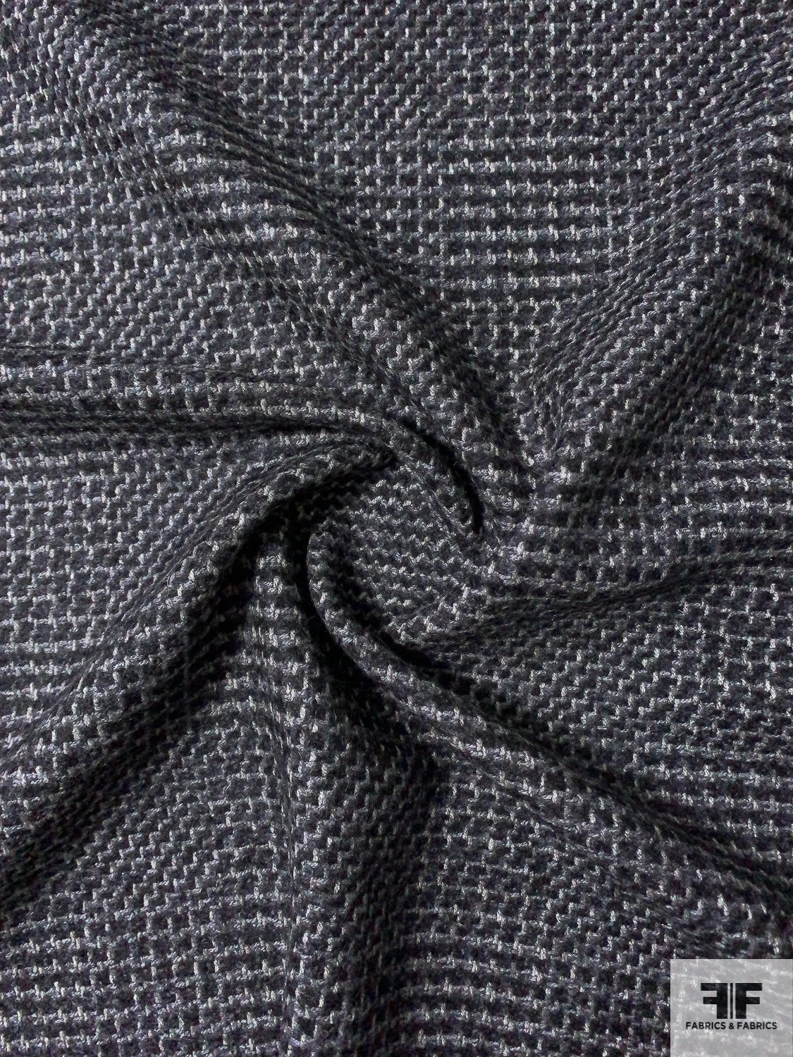 Italian Glen Plaid Effect Fine Wool Jacket Weight Suiting - Black / Steel Grey / Light Grey 3 Italian Glen Plaid Effect Fine Wool Jacket Weight Suiting - Black / Steel Grey / Light Grey