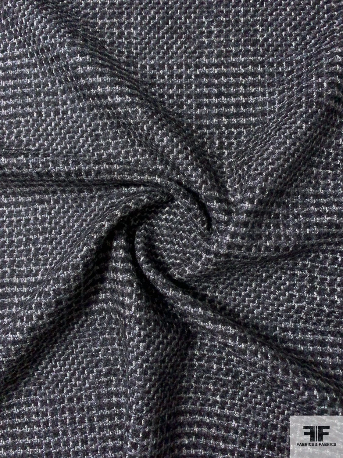 Italian Glen Plaid Effect Fine Wool Jacket Weight Suiting - Black / Steel Grey / Light Grey 5 Italian Glen Plaid Effect Fine Wool Jacket Weight Suiting - Black / Steel Grey / Light Grey - Image 3