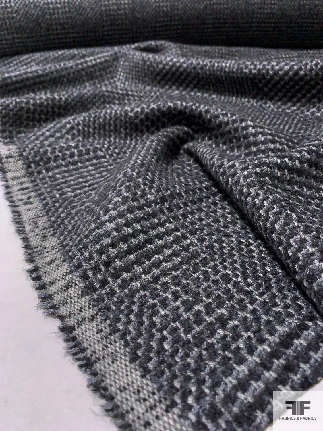 Italian Glen Plaid Effect Fine Wool Jacket Weight Suiting - Black / Steel Grey / Light Grey 10 Italian Glen Plaid Effect Fine Wool Jacket Weight Suiting - Black / Steel Grey / Light Grey - Image 8