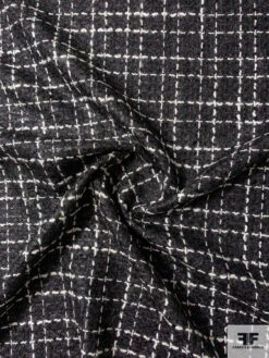Italian Glam Brushed Plaid Wool Blend Tweed With Lurex - Black / Off-White -Fabrics And Fabrics Store 11882 1 9710a431 2b72 4fca 9823 fbbfdacae20a