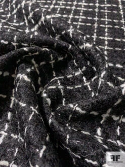 Italian Glam Brushed Plaid Wool Blend Tweed With Lurex - Black / Off-White -Fabrics And Fabrics Store 11882 3 197ecac2 f23e 44e4 9fec f7ea4ba58419