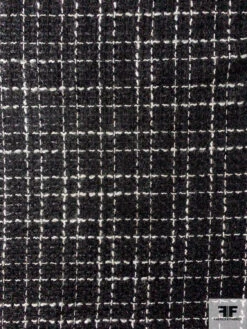 Italian Glam Brushed Plaid Wool Blend Tweed With Lurex - Black / Off-White -Fabrics And Fabrics Store 11882 4 d81507aa 47f2 41ad b99c 70cb1e37623e