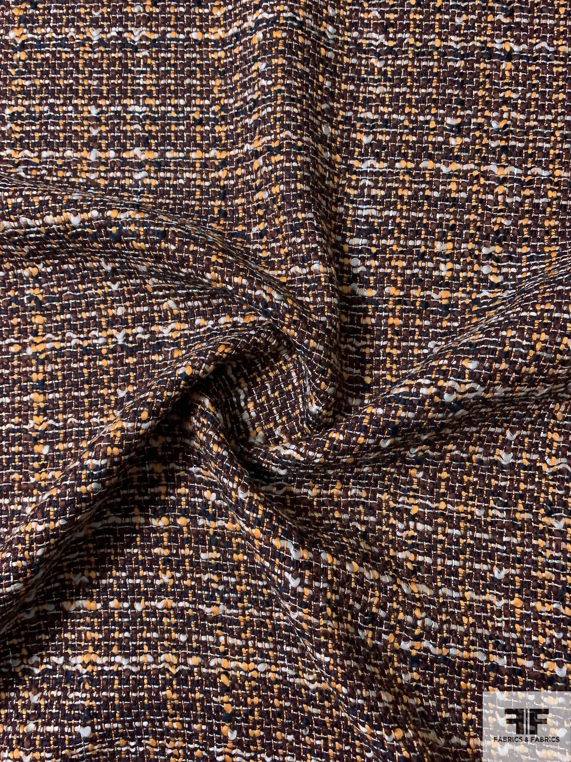 Italian Virgin Wool Blend Ladies Tweed Suiting - Brown / Navy / Summer Orange / White 5 Italian Virgin Wool Blend Ladies Tweed Suiting - Brown / Navy / Summer Orange / White - Image 3