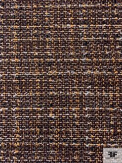 Italian Virgin Wool Blend Ladies Tweed Suiting - Brown / Navy / Summer Orange / White 14 Italian Virgin Wool Blend Ladies Tweed Suiting - Brown / Navy / Summer Orange / White -Fabrics And Fabrics Store 11891 4