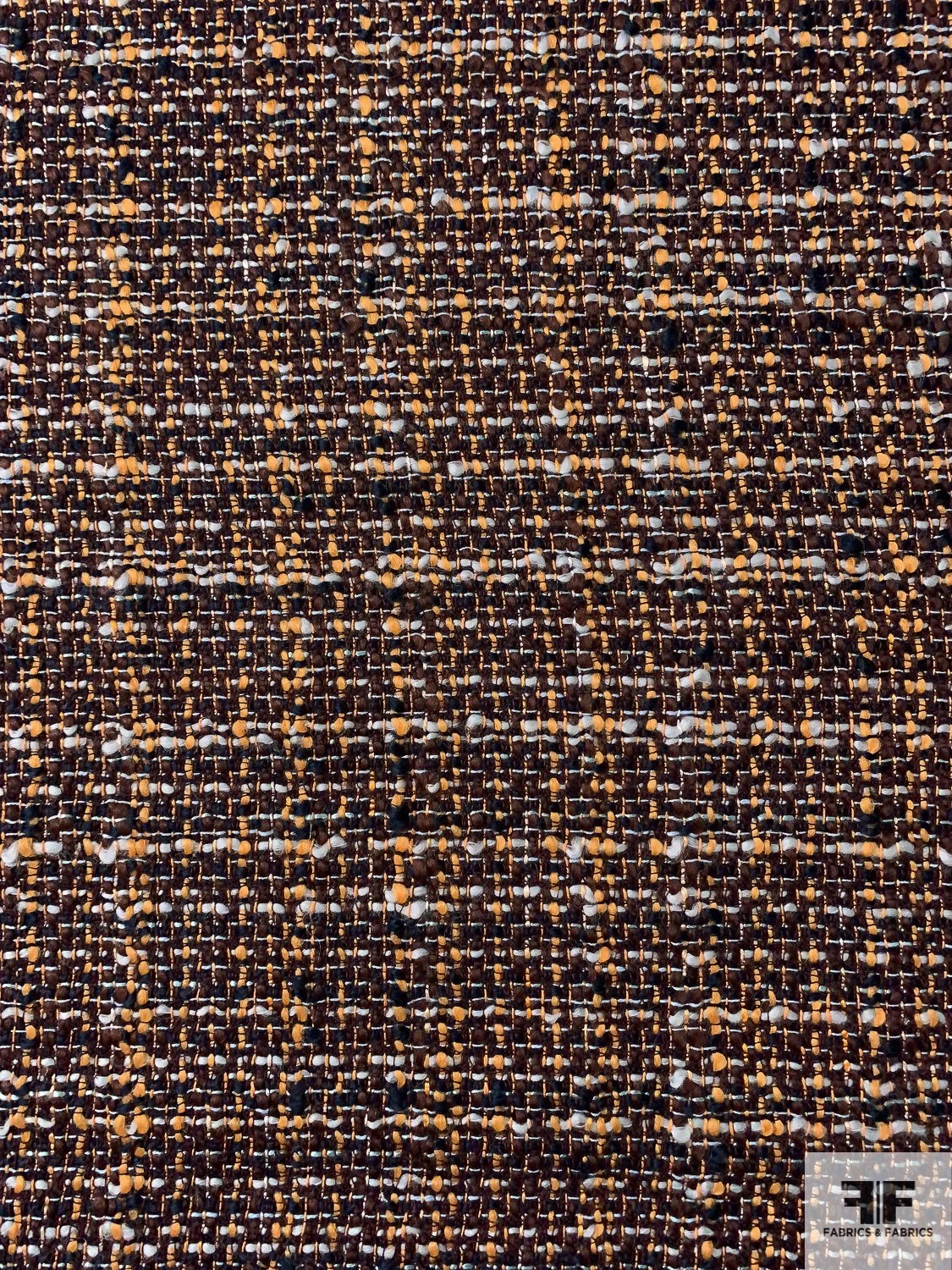 Italian Virgin Wool Blend Ladies Tweed Suiting - Brown / Navy / Summer Orange / White 7 Italian Virgin Wool Blend Ladies Tweed Suiting - Brown / Navy / Summer Orange / White - Image 5