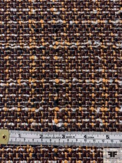 Italian Virgin Wool Blend Ladies Tweed Suiting - Brown / Navy / Summer Orange / White 15 Italian Virgin Wool Blend Ladies Tweed Suiting - Brown / Navy / Summer Orange / White -Fabrics And Fabrics Store 11891 5