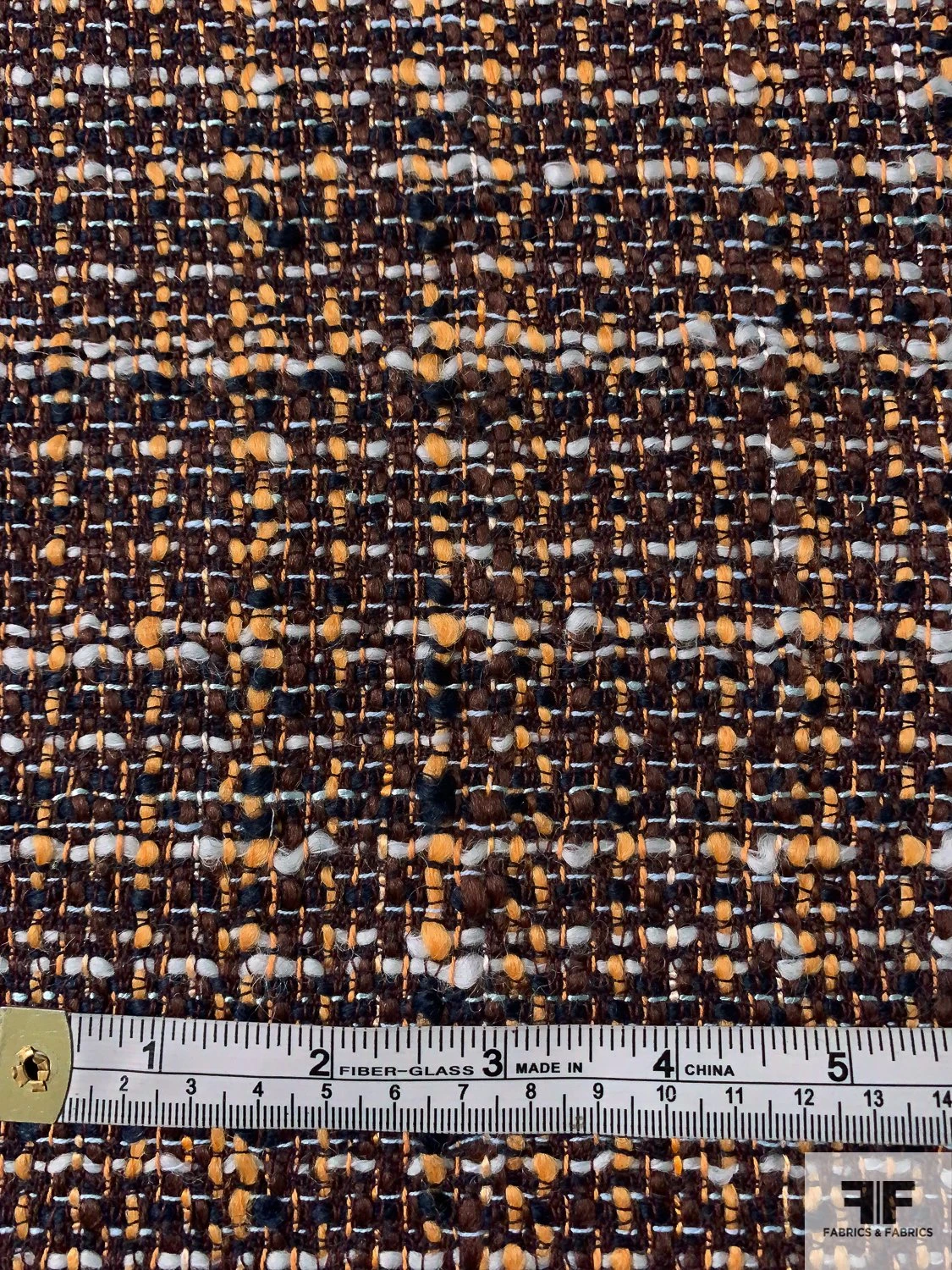Italian Virgin Wool Blend Ladies Tweed Suiting - Brown / Navy / Summer Orange / White 8 Italian Virgin Wool Blend Ladies Tweed Suiting - Brown / Navy / Summer Orange / White - Image 6