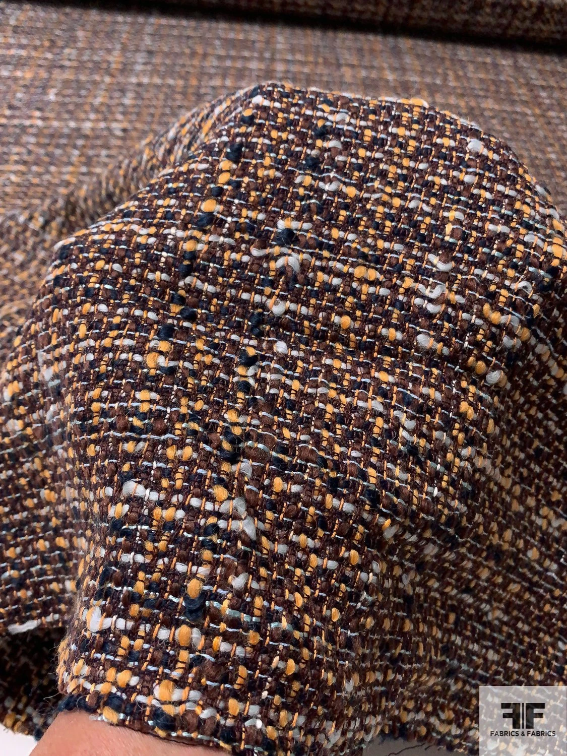 Italian Virgin Wool Blend Ladies Tweed Suiting - Brown / Navy / Summer Orange / White 9 Italian Virgin Wool Blend Ladies Tweed Suiting - Brown / Navy / Summer Orange / White - Image 7