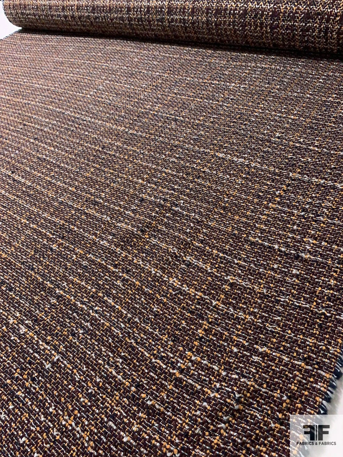 Italian Virgin Wool Blend Ladies Tweed Suiting - Brown / Navy / Summer Orange / White 10 Italian Virgin Wool Blend Ladies Tweed Suiting - Brown / Navy / Summer Orange / White - Image 8