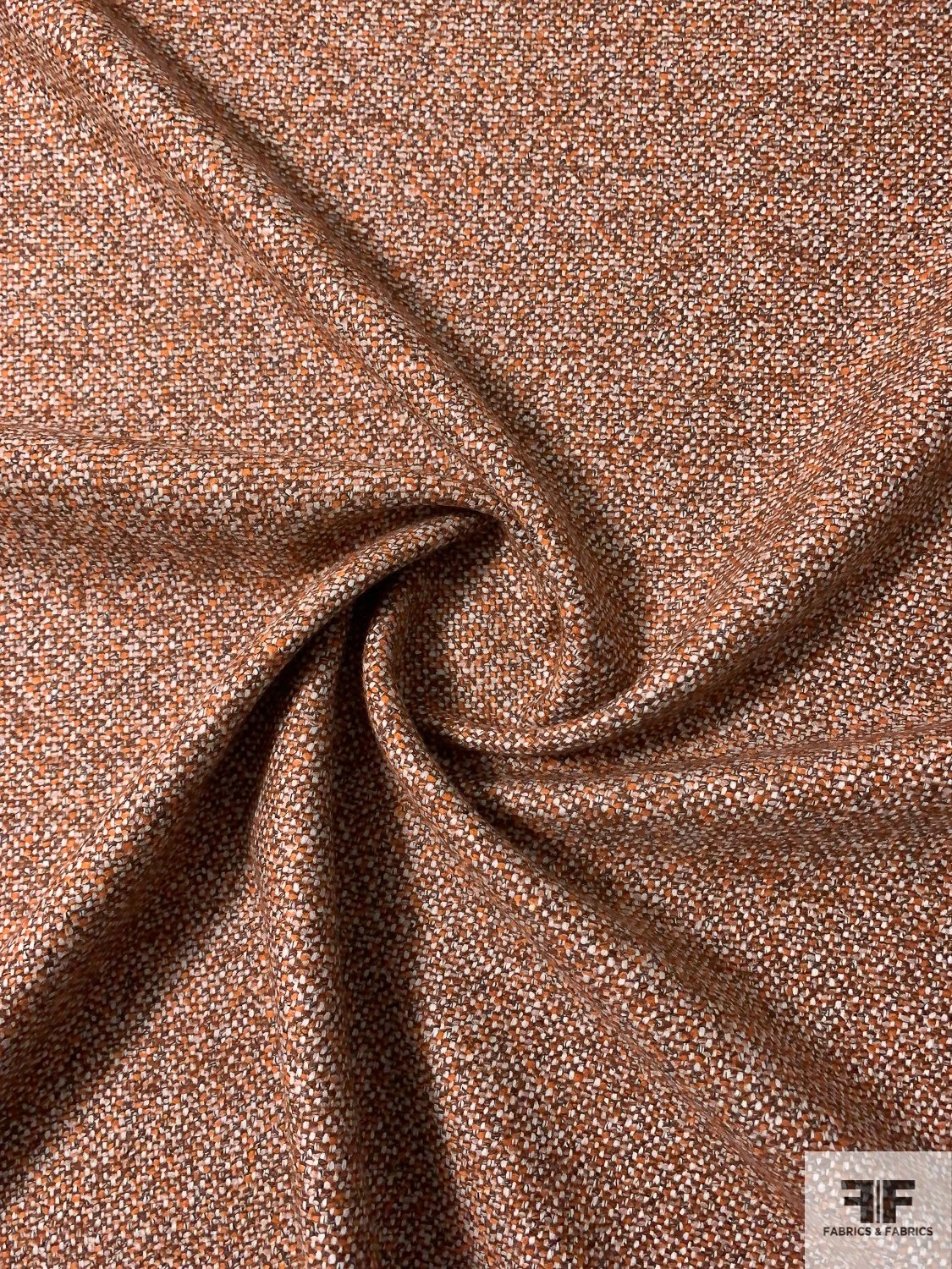 Italian Basic Virgin Wool Blend Ladies Tweed Suiting - Orange / Brown / Light Grey 6 Italian Basic Virgin Wool Blend Ladies Tweed Suiting - Orange / Brown / Light Grey - Image 4