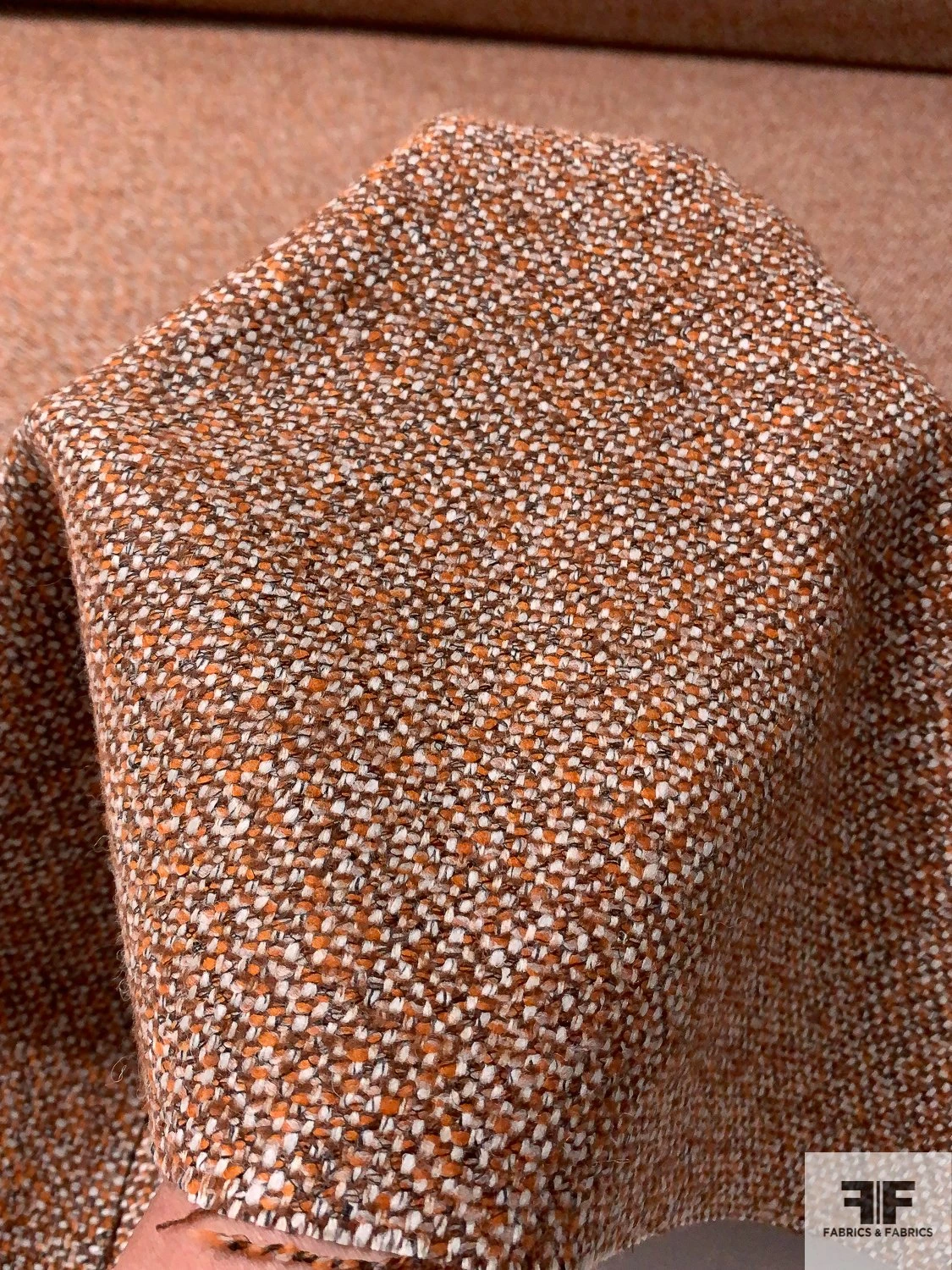 Italian Basic Virgin Wool Blend Ladies Tweed Suiting - Orange / Brown / Light Grey 9 Italian Basic Virgin Wool Blend Ladies Tweed Suiting - Orange / Brown / Light Grey - Image 7