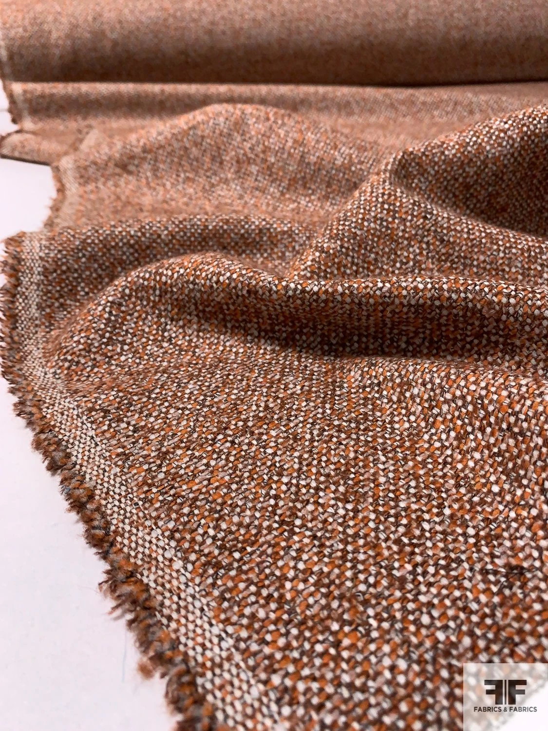 Italian Basic Virgin Wool Blend Ladies Tweed Suiting - Orange / Brown / Light Grey 4 Italian Basic Virgin Wool Blend Ladies Tweed Suiting - Orange / Brown / Light Grey - Image 2