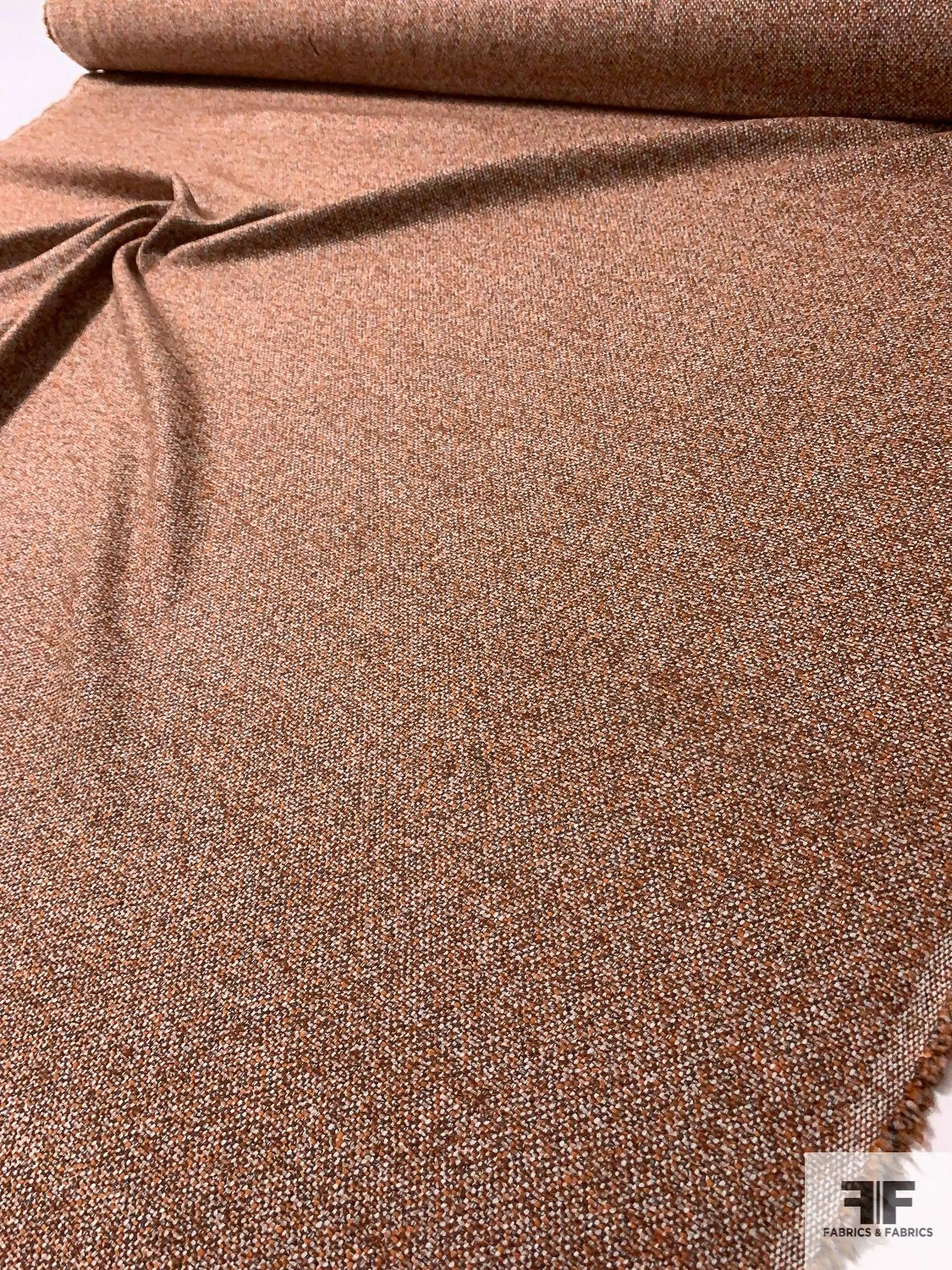 Italian Basic Virgin Wool Blend Ladies Tweed Suiting - Orange / Brown / Light Grey 10 Italian Basic Virgin Wool Blend Ladies Tweed Suiting - Orange / Brown / Light Grey - Image 8