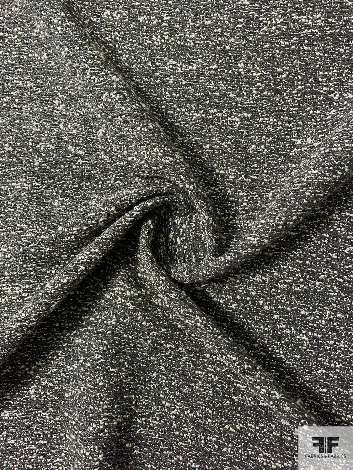 Italian Fancy Ladies Tweed Suiting With Lurex Fibers - Steel Grey / Black / Off-White 5 Italian Fancy Ladies Tweed Suiting With Lurex Fibers - Steel Grey / Black / Off-White - Image 3