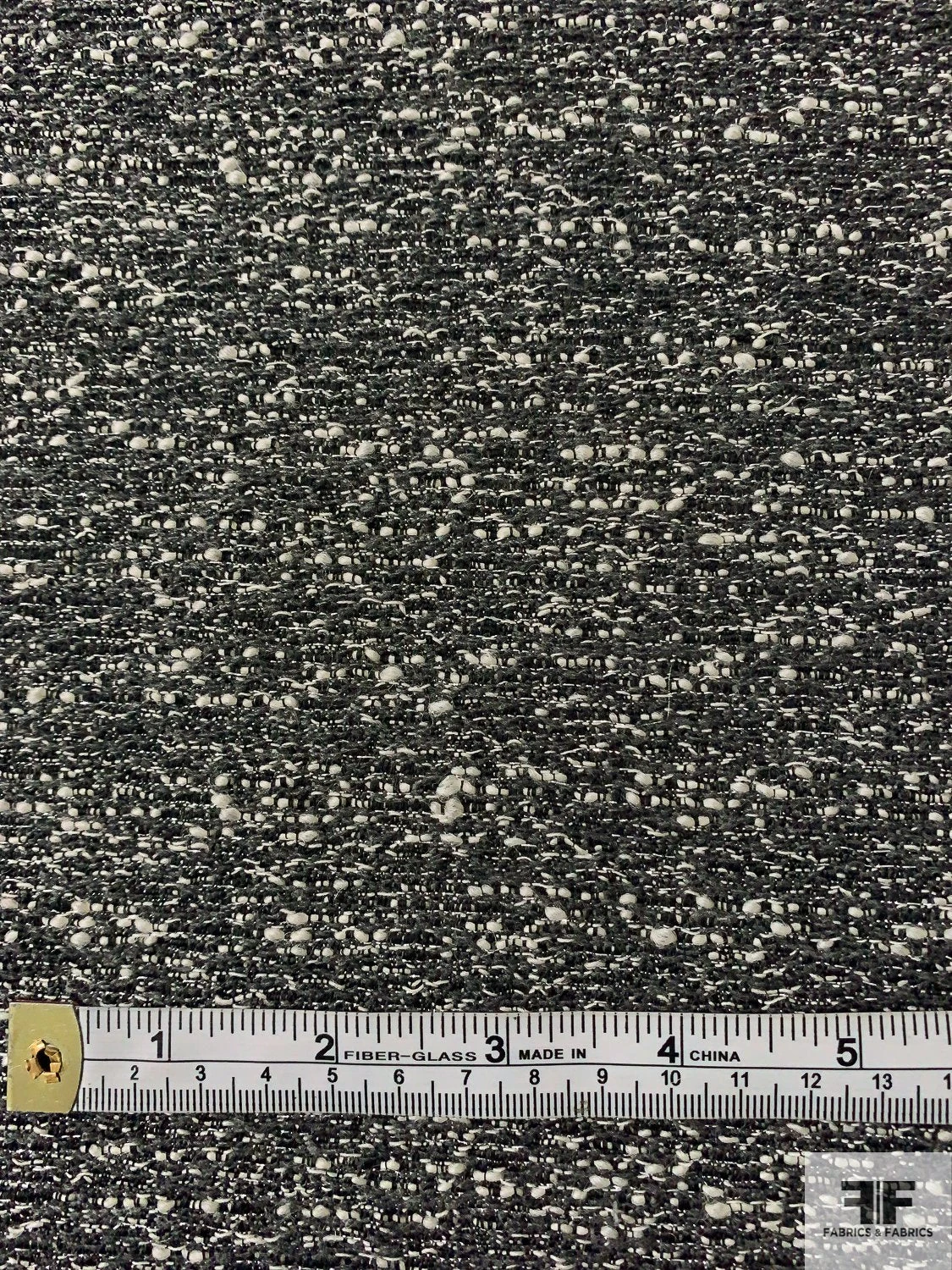 Italian Fancy Ladies Tweed Suiting With Lurex Fibers - Steel Grey / Black / Off-White 8 Italian Fancy Ladies Tweed Suiting With Lurex Fibers - Steel Grey / Black / Off-White - Image 6