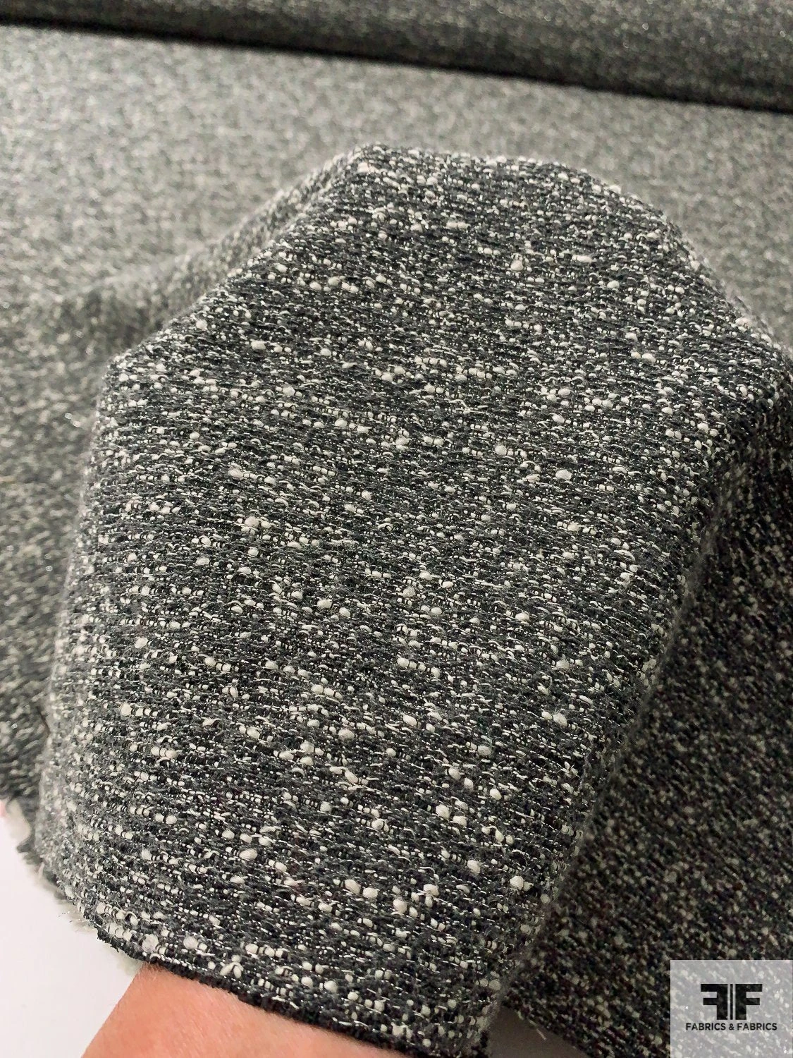 Italian Fancy Ladies Tweed Suiting With Lurex Fibers - Steel Grey / Black / Off-White 4 Italian Fancy Ladies Tweed Suiting With Lurex Fibers - Steel Grey / Black / Off-White - Image 2