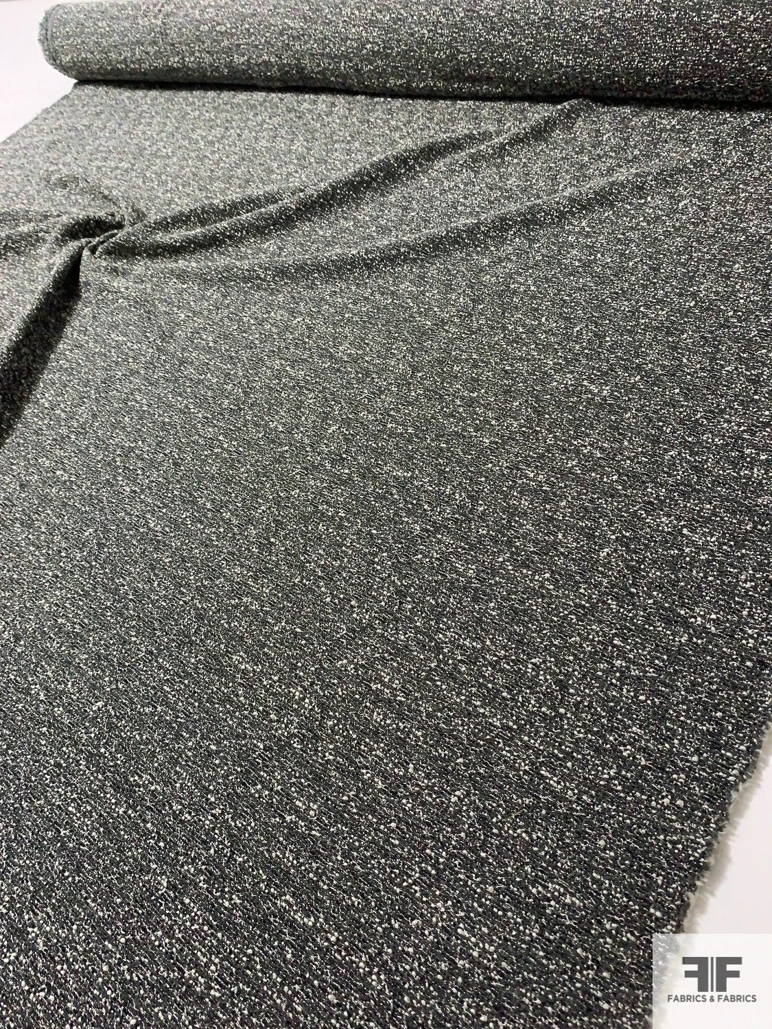 Italian Fancy Ladies Tweed Suiting With Lurex Fibers - Steel Grey / Black / Off-White 10 Italian Fancy Ladies Tweed Suiting With Lurex Fibers - Steel Grey / Black / Off-White - Image 8