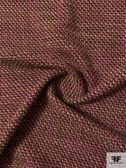 Italian Basketweave Jacket Weight Wool Tweed - Brown / Beige / Orchid / Purple Berry 12 Italian Basketweave Jacket Weight Wool Tweed - Brown / Beige / Orchid / Purple Berry -Fabrics And Fabrics Store 11901 2