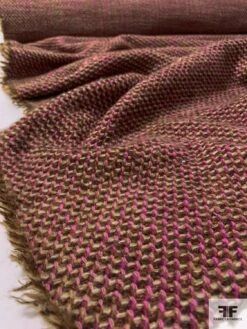 Italian Basketweave Jacket Weight Wool Tweed - Brown / Beige / Orchid / Purple Berry 16 Italian Basketweave Jacket Weight Wool Tweed - Brown / Beige / Orchid / Purple Berry -Fabrics And Fabrics Store 11901 7