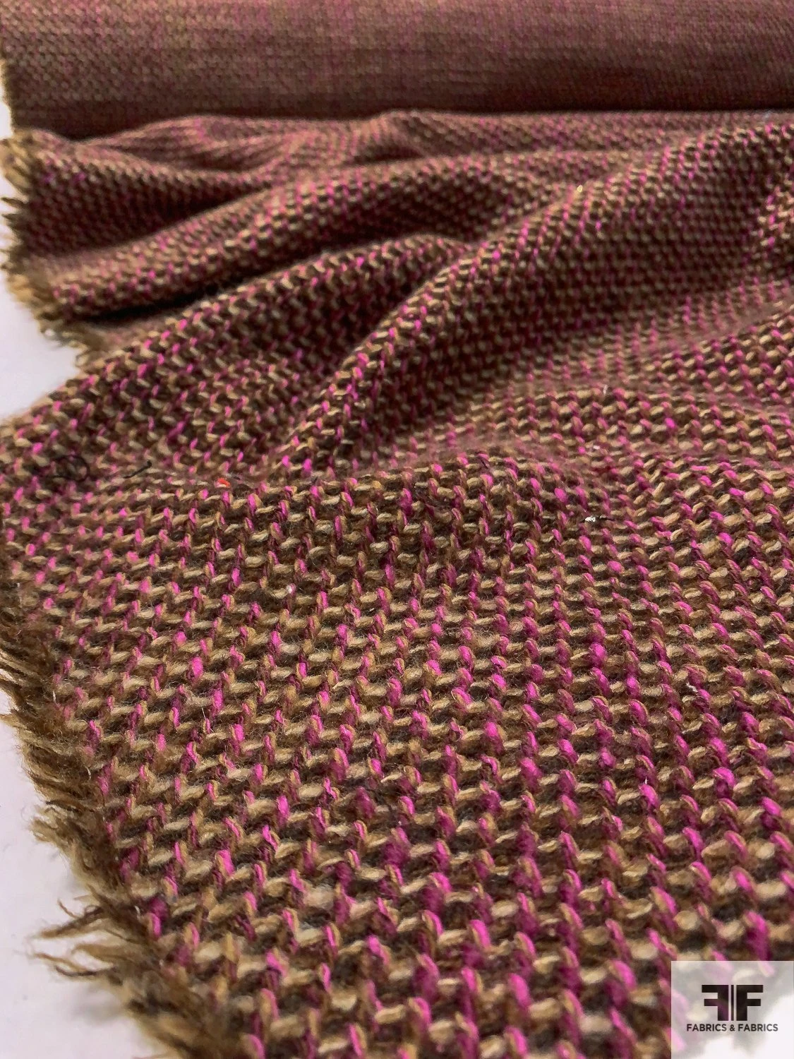 Italian Basketweave Jacket Weight Wool Tweed - Brown / Beige / Orchid / Purple Berry 9 Italian Basketweave Jacket Weight Wool Tweed - Brown / Beige / Orchid / Purple Berry - Image 7