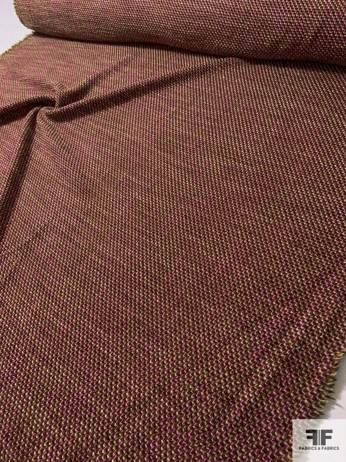 Italian Basketweave Jacket Weight Wool Tweed - Brown / Beige / Orchid / Purple Berry 10 Italian Basketweave Jacket Weight Wool Tweed - Brown / Beige / Orchid / Purple Berry - Image 8