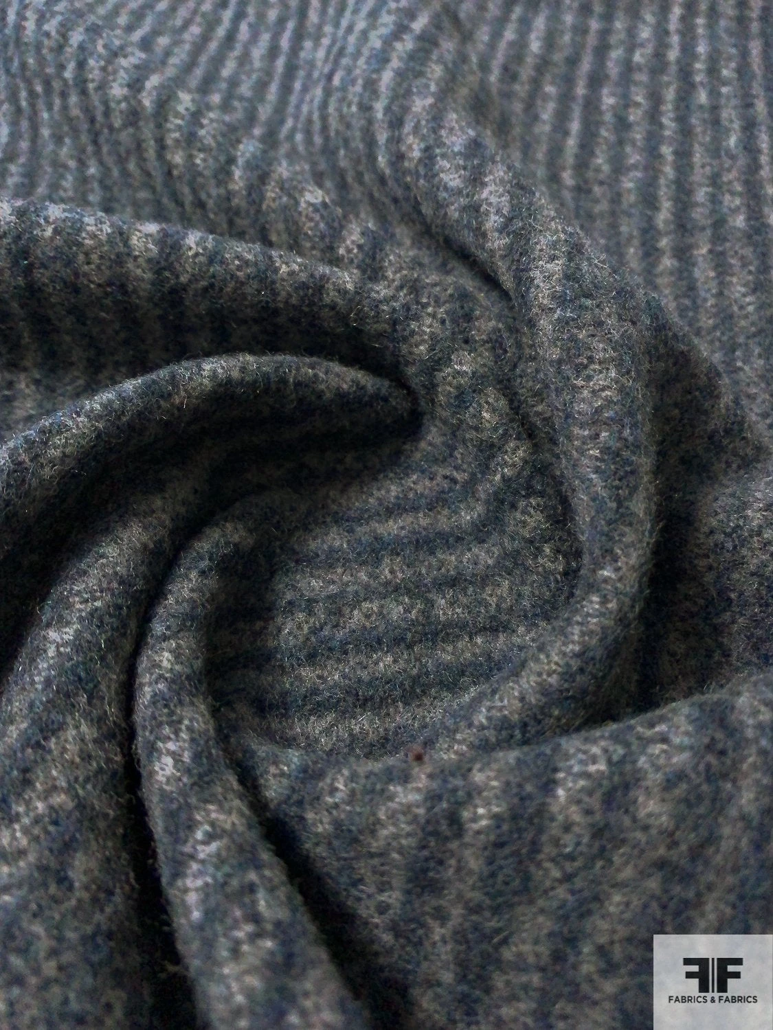 Italian Vertical Striped Brushed Jacket Weight Wool Suiting - Navy / Grey 3 Italian Vertical Striped Brushed Jacket Weight Wool Suiting - Navy / Grey