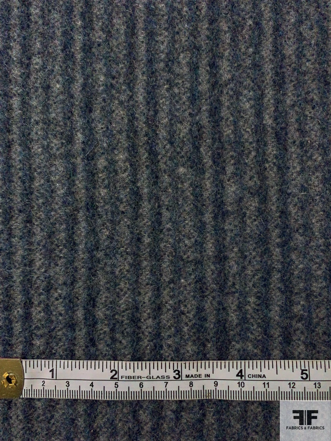 Italian Vertical Striped Brushed Jacket Weight Wool Suiting - Navy / Grey 7 Italian Vertical Striped Brushed Jacket Weight Wool Suiting - Navy / Grey - Image 5