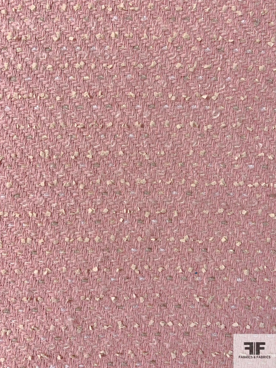 Italian Basketweave Jacket Weight Wool Coating With Lurex Threadwork - Ballet Pink / Cream / Silver / Gold 7 Italian Basketweave Jacket Weight Wool Coating With Lurex Threadwork - Ballet Pink / Cream / Silver / Gold - Image 5