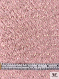 Italian Basketweave Jacket Weight Wool Coating With Lurex Threadwork - Ballet Pink / Cream / Silver / Gold 15 Italian Basketweave Jacket Weight Wool Coating With Lurex Threadwork - Ballet Pink / Cream / Silver / Gold -Fabrics And Fabrics Store 11920 5
