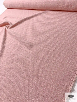 Italian Basketweave Jacket Weight Wool Coating With Lurex Threadwork - Ballet Pink / Cream / Silver / Gold 17 Italian Basketweave Jacket Weight Wool Coating With Lurex Threadwork - Ballet Pink / Cream / Silver / Gold -Fabrics And Fabrics Store 11920 8