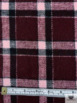 Italian Double-Faced Plaid And Solid Wool Coating - Boysenberry / Black / Light Pink 14 Italian Double-Faced Plaid And Solid Wool Coating - Boysenberry / Black / Light Pink -Fabrics And Fabrics Store 11925 4