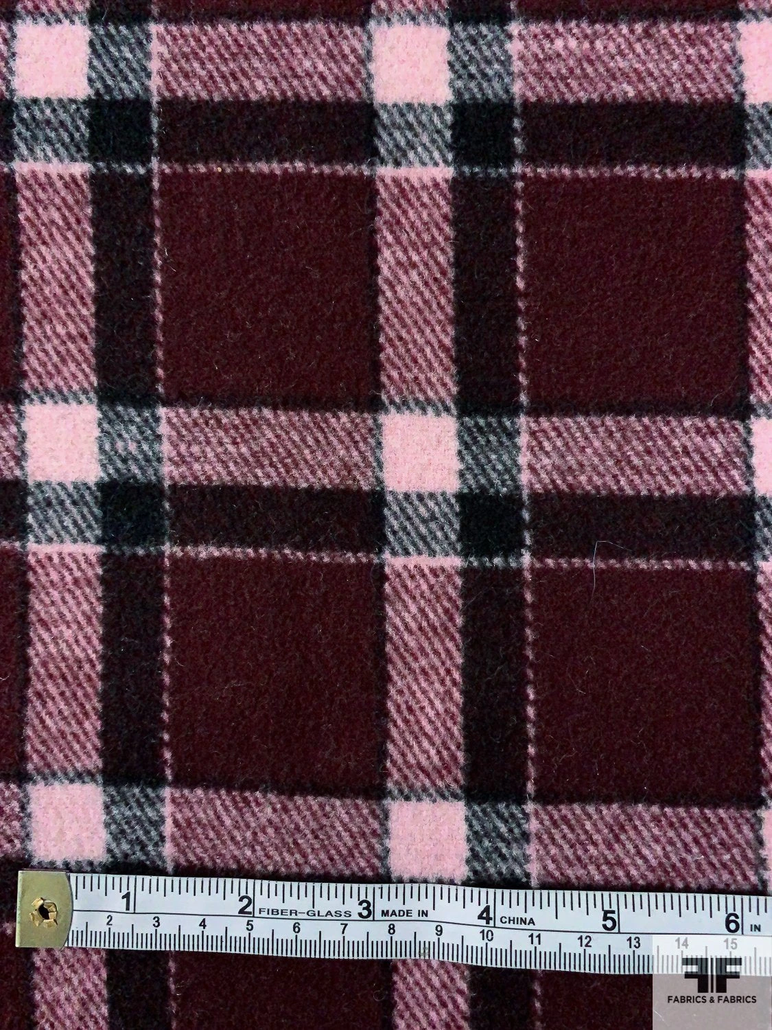 Italian Double-Faced Plaid And Solid Wool Coating - Boysenberry / Black / Light Pink 7 Italian Double-Faced Plaid And Solid Wool Coating - Boysenberry / Black / Light Pink - Image 5