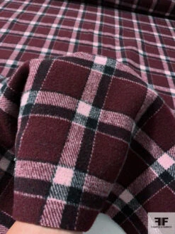 Italian Double-Faced Plaid And Solid Wool Coating - Boysenberry / Black / Light Pink 15 Italian Double-Faced Plaid And Solid Wool Coating - Boysenberry / Black / Light Pink -Fabrics And Fabrics Store 11925 5
